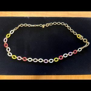 Womens 25inch gold looped necklace with multicolor loops